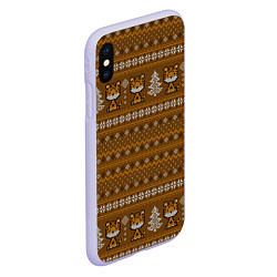 Чехол iPhone XS Max матовый Вязанный тигр и елочки Новый год 2022, цвет: 3D-светло-сиреневый — фото 2