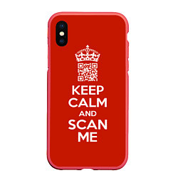 Чехол iPhone XS Max матовый Keep calm and scan me: fuck off, цвет: 3D-красный