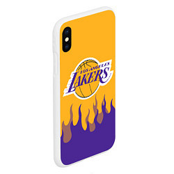 Чехол iPhone XS Max матовый LA LAKERS NBA FIRE ЛЕЙКЕРС ОГОНЬ, цвет: 3D-белый — фото 2