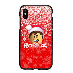 Чехол iPhone XS Max матовый ROBLOX НОВОГОДНИЙ SMILE 2022, цвет: 3D-черный