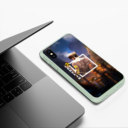 Чехол iPhone XS Max матовый Чжун Ли Zhongli, Genshin Impact, цвет: 3D-салатовый — фото 2