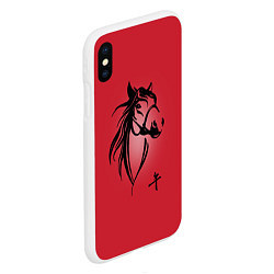 Чехол iPhone XS Max матовый Огненная лошадь с иероглифом, цвет: 3D-белый — фото 2