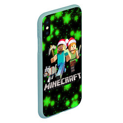 Чехол iPhone XS Max матовый НОВОГОДНИЙ MINECRAFT ГЕРОИ ИГРЫ, цвет: 3D-мятный — фото 2