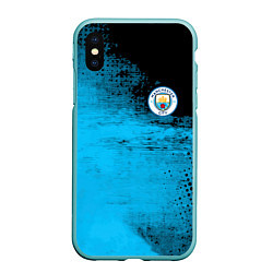 Чехол iPhone XS Max матовый Manchester City голубая форма, цвет: 3D-мятный