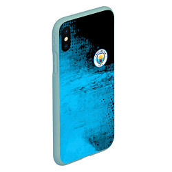 Чехол iPhone XS Max матовый Manchester City голубая форма, цвет: 3D-мятный — фото 2