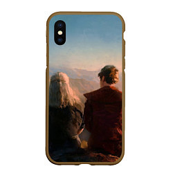 Чехол iPhone XS Max матовый Ведьмак и Лютик, цвет: 3D-коричневый