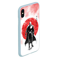 Чехол iPhone XS Max матовый Сайтама красный дым One Punch-Man, цвет: 3D-голубой — фото 2