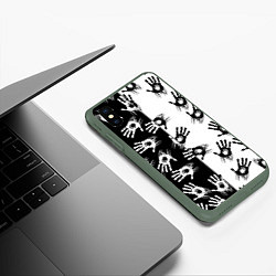 Чехол iPhone XS Max матовый Death Stranding паттерн логотипов, цвет: 3D-темно-зеленый — фото 2