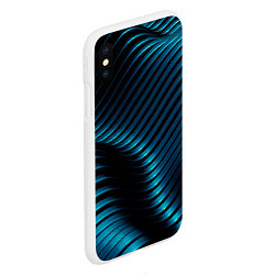 Чехол iPhone XS Max матовый Волны голубого металла, цвет: 3D-белый — фото 2
