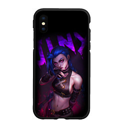 Чехол iPhone XS Max матовый JINX ARCANE НАДПИСЬ LEAGUE OF LEGENDS, цвет: 3D-черный