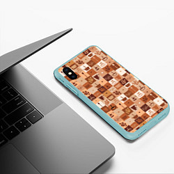 Чехол iPhone XS Max матовый Кофейная Символика, цвет: 3D-мятный — фото 2