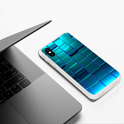 Чехол iPhone XS Max матовый 3D квадраты неоновые, цвет: 3D-белый — фото 2