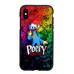 Чехол iPhone XS Max матовый POPPY PLAYTIME НОВОГОДНИЙ ПОППИ ПЛЕЙТАЙМ, цвет: 3D-черный