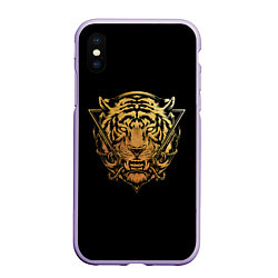 Чехол iPhone XS Max матовый Тигр 2022 символ года, цвет: 3D-светло-сиреневый