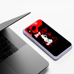 Чехол iPhone XS Max матовый Monokuma Снежинки, цвет: 3D-светло-сиреневый — фото 2