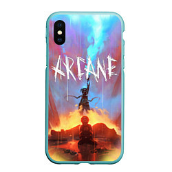 Чехол iPhone XS Max матовый JINX ARCANE LOL LEAGUE OF LEGENDS, цвет: 3D-мятный