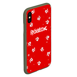 Чехол iPhone XS Max матовый НОВОГОДНИЙ СВИТЕР ROBLOX РОБЛОКС НОВЫЙ ГОД 2022, цвет: 3D-темно-зеленый — фото 2