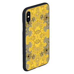 Чехол iPhone XS Max матовый Коллекция Фрактальная мозаика Желтый на черном 573, цвет: 3D-черный — фото 2