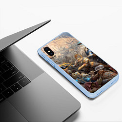 Чехол iPhone XS Max матовый Битва Рыцарского ордена Империи, цвет: 3D-голубой — фото 2