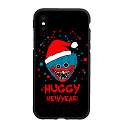 Чехол iPhone XS Max матовый Huggy New Year - Poppy Playtime новогодний Хагги В, цвет: 3D-черный