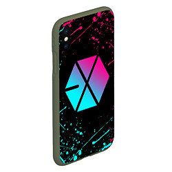 Чехол iPhone XS Max матовый EXO BAND NEON LOGO НЕОНОВЫЕ БРЫЗГИ КРАСОК, цвет: 3D-темно-зеленый — фото 2