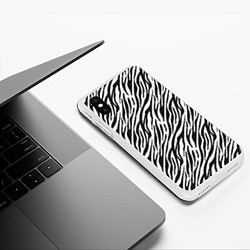 Чехол iPhone XS Max матовый Чёрно-Белые полоски Зебры, цвет: 3D-белый — фото 2
