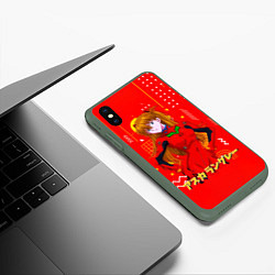 Чехол iPhone XS Max матовый Аска Лэнгли Сорью Evangelion, цвет: 3D-темно-зеленый — фото 2