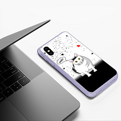 Чехол iPhone XS Max матовый CAT LOVE, цвет: 3D-светло-сиреневый — фото 2