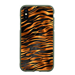 Чехол iPhone XS Max матовый В шкуре тигра, цвет: 3D-темно-зеленый
