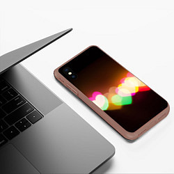 Чехол iPhone XS Max матовый Горящие сердца всех цветов радуги, цвет: 3D-коричневый — фото 2