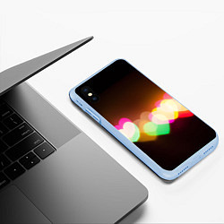 Чехол iPhone XS Max матовый Горящие сердца всех цветов радуги, цвет: 3D-голубой — фото 2