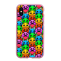 Чехол iPhone XS Max матовый GEOMETRY DASH LEVELS SMILE, цвет: 3D-розовый