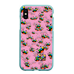 Чехол iPhone XS Max матовый Toca Boca logo pink Тока Бока, цвет: 3D-мятный