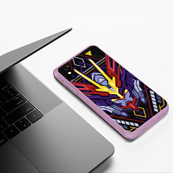 Чехол iPhone XS Max матовый Везде роботы, цвет: 3D-сиреневый — фото 2