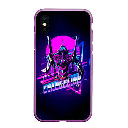 Чехол iPhone XS Max матовый Ева 01 - Neon Genesis Evangelion, цвет: 3D-фиолетовый