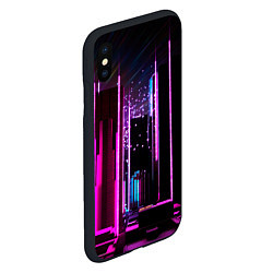 Чехол iPhone XS Max матовый Ночной город в киберпанке, цвет: 3D-черный — фото 2