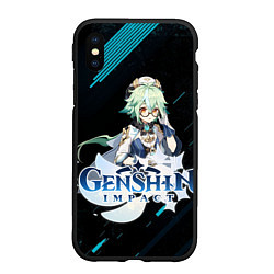 Чехол iPhone XS Max матовый Genshin Impact, цвет: 3D-черный