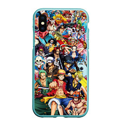 Чехол iPhone XS Max матовый ВСЕ ГЕРОИ АНИМЕ ВАН ПИС ALL HEROES ONE PIECE, цвет: 3D-мятный