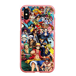 Чехол iPhone XS Max матовый ВСЕ ГЕРОИ АНИМЕ ВАН ПИС ALL HEROES ONE PIECE, цвет: 3D-баблгам