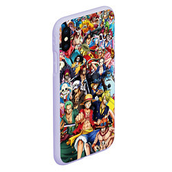 Чехол iPhone XS Max матовый ВСЕ ГЕРОИ АНИМЕ ВАН ПИС ALL HEROES ONE PIECE, цвет: 3D-светло-сиреневый — фото 2