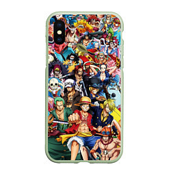 Чехол iPhone XS Max матовый ВСЕ ГЕРОИ АНИМЕ ВАН ПИС ALL HEROES ONE PIECE, цвет: 3D-салатовый