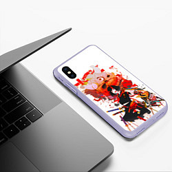 Чехол iPhone XS Max матовый Девушка самурай с маской за спиной, цвет: 3D-светло-сиреневый — фото 2