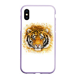 Чехол iPhone XS Max матовый Дикий Тигр Wild Tiger, цвет: 3D-светло-сиреневый