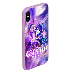 Чехол iPhone XS Max матовый SHOGUN RAIDEN NEON KATANA, GENSHIN IMPACT, цвет: 3D-сиреневый — фото 2