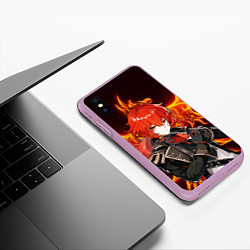 Чехол iPhone XS Max матовый ОГНЕННЫЙ ФЕНИКС ДИЛЮК, ГЕНШИН ИМПАКТ, цвет: 3D-сиреневый — фото 2