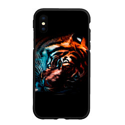 Чехол iPhone XS Max матовый Красивый Тигр лежит, цвет: 3D-черный