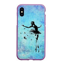Чехол iPhone XS Max матовый Прекрасный силуэт балерины, цвет: 3D-фиолетовый