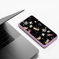 Чехол iPhone XS Max матовый Космические коты, цвет: 3D-сиреневый — фото 2