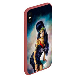 Чехол iPhone XS Max матовый Amy Jade Winehouse, цвет: 3D-красный — фото 2