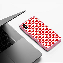 Чехол iPhone XS Max матовый Сердечки - любовь, цвет: 3D-малиновый — фото 2